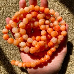 Vintage Real Agate necklace coral pink color